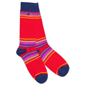 SWOLE PANDA BAMBOO SOCKS - RED HOOP
