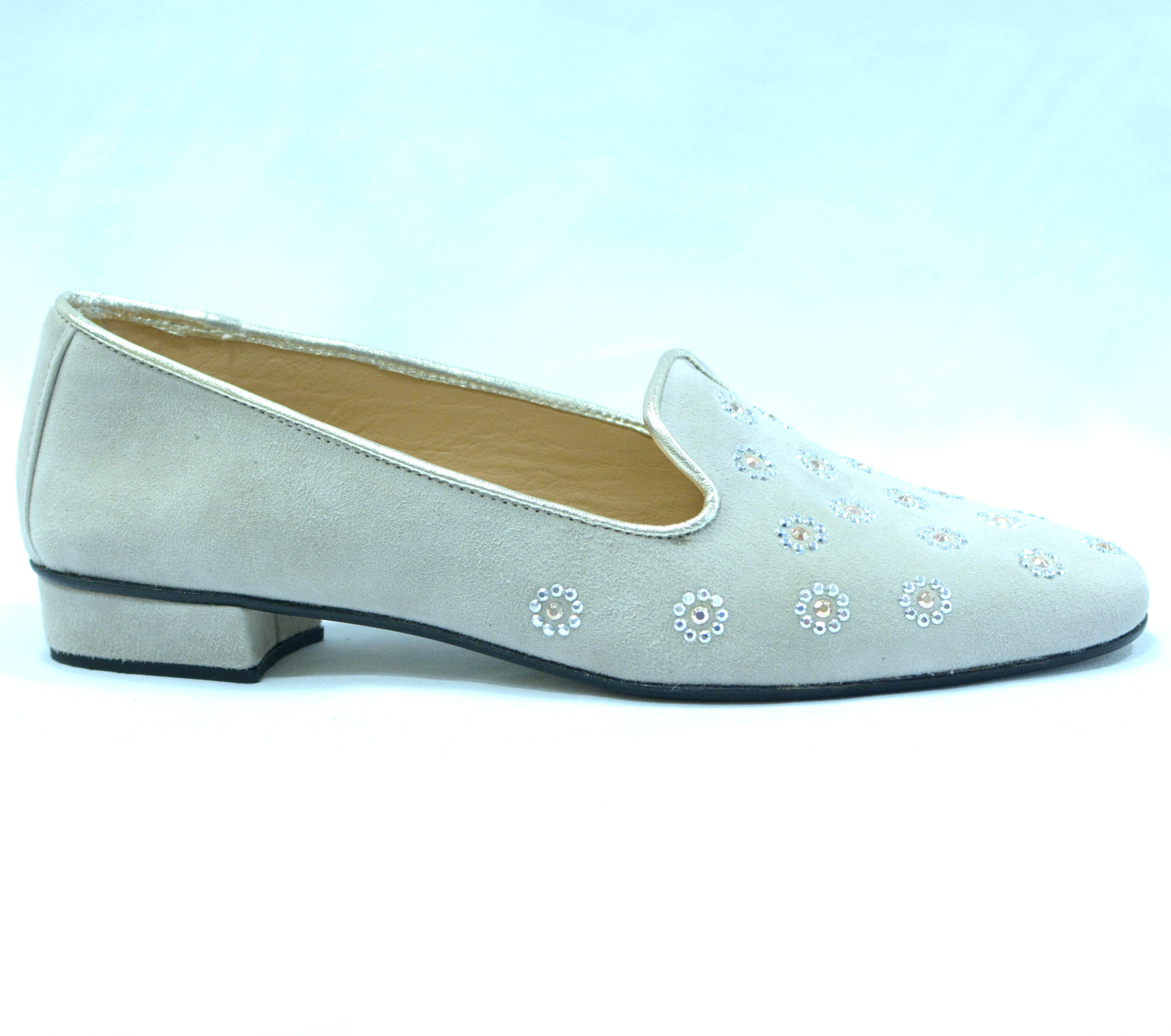 Nude Suede Jan Crystal Loafer - 2