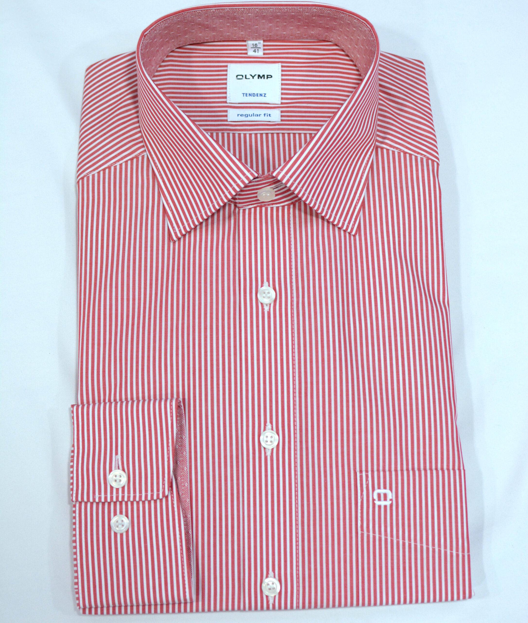 OLYMP LONG SLEEVED RED BENGAL STRIPED SHIRT – REGULAR FIT - Cain of Heswall
