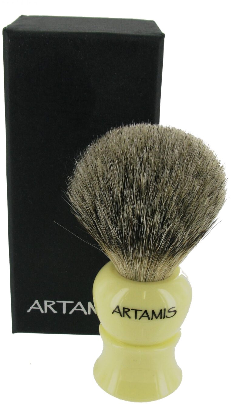 Artamis BEST BADGER shaving brush (ivory handle) Cain of Heswall
