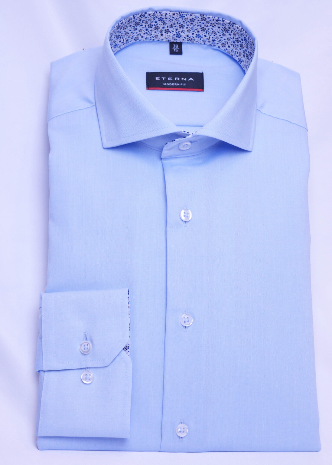 PLAIN BLUE CONTRAST COLLAR TRIM MODERN FIT SHIRT Cain of Heswall