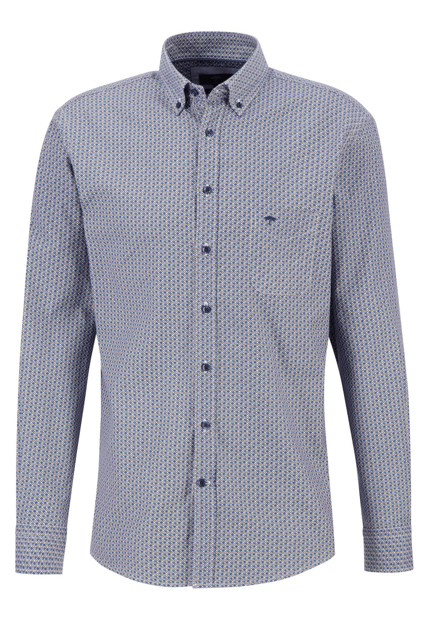 6090.403 FYNCH HATTON B/D LONG SLEEVE PRINT SHIRT - BLUE