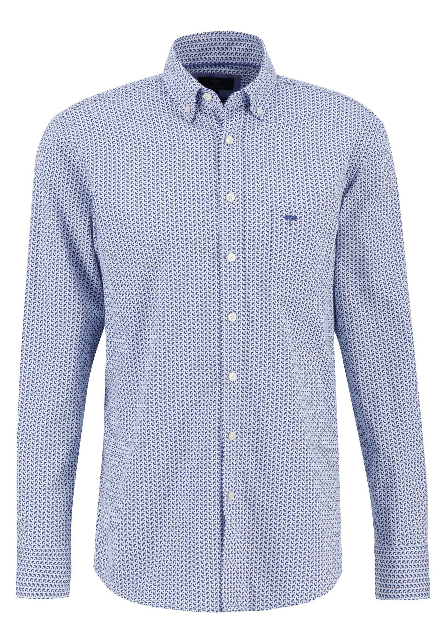 8000.680 FYNCH HATTON B/D LONG SLEEVE PRINT SHIRT - BLUE