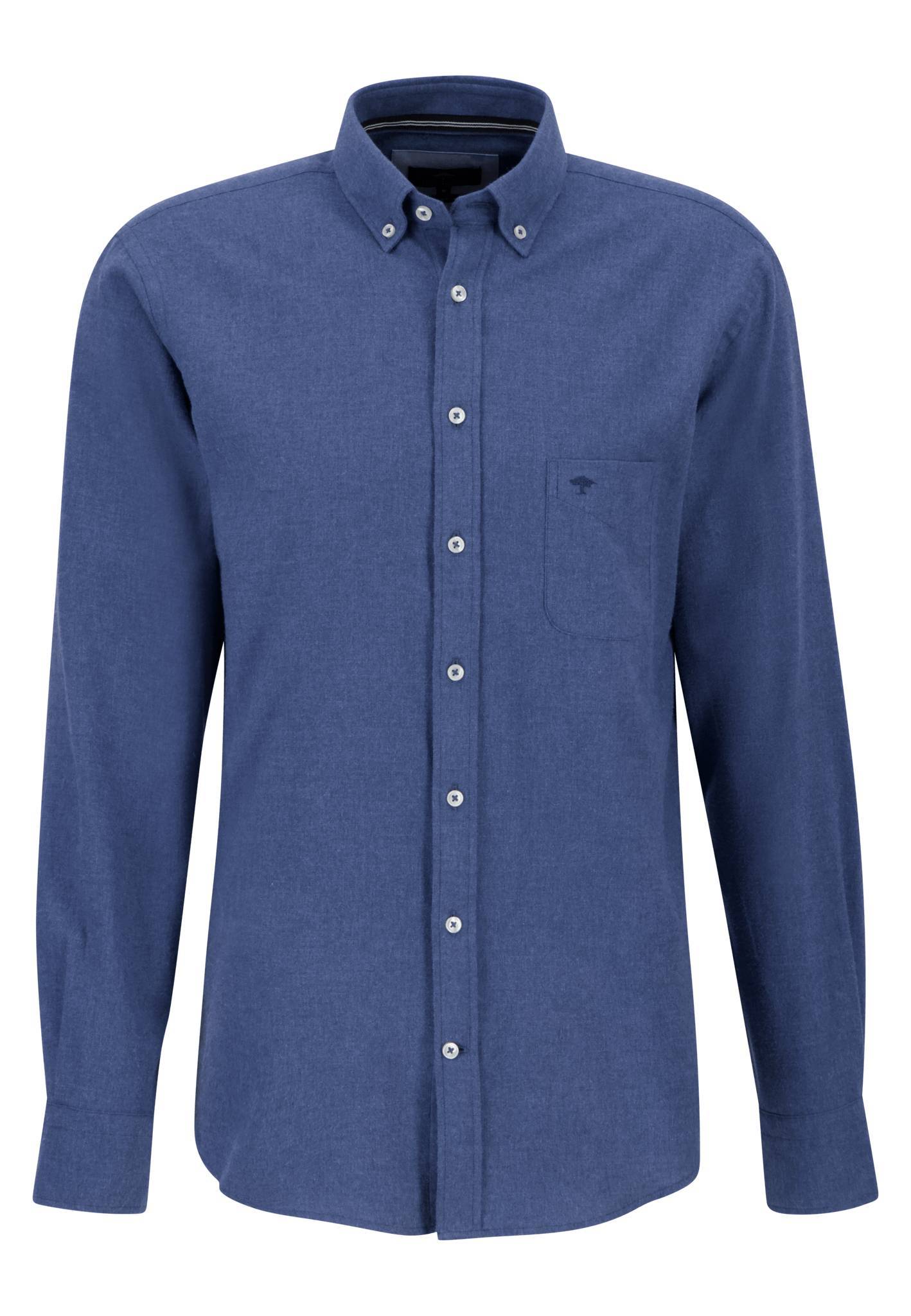 6010.603 FYNCH HATTON PLAIN B/D FLANNEL LONG SLEEVE SHIRT - BLUE