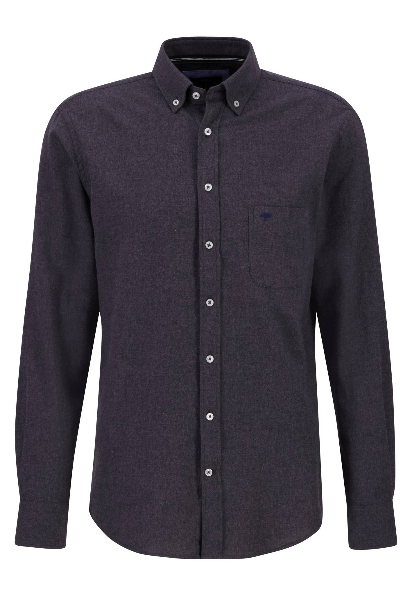 6010.998 FYNCH HATTON PLAIN B/D FLANNEL LONG SLEEVE SHIRT - CHARCOAL
