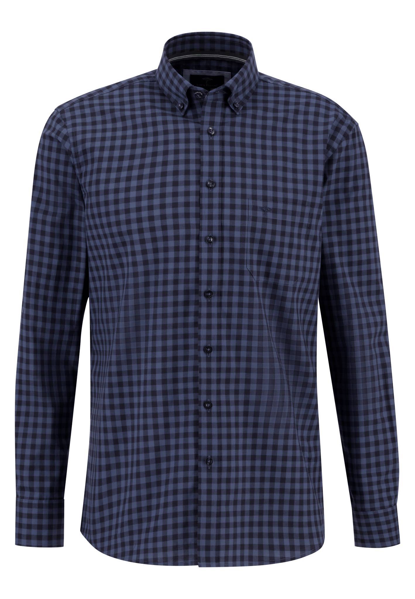 8120.690 FYNCH HATTON B/D LONG SLEEVE BLOCK CHECK SHIRT - BLUE