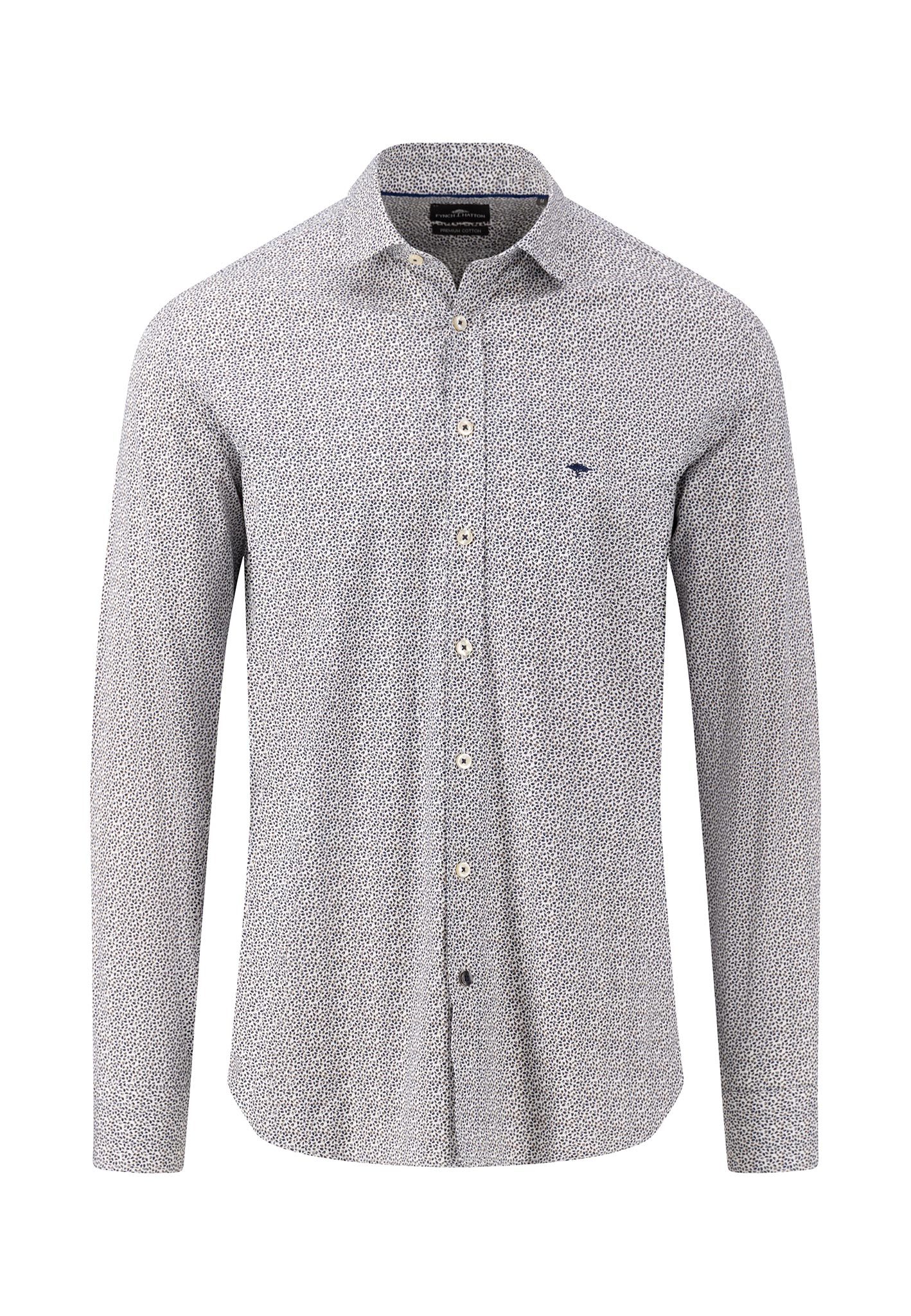 8113.685 FYNCH HATTON LONG SLEEVE LEAF PRINT SHIRT - TAUPE