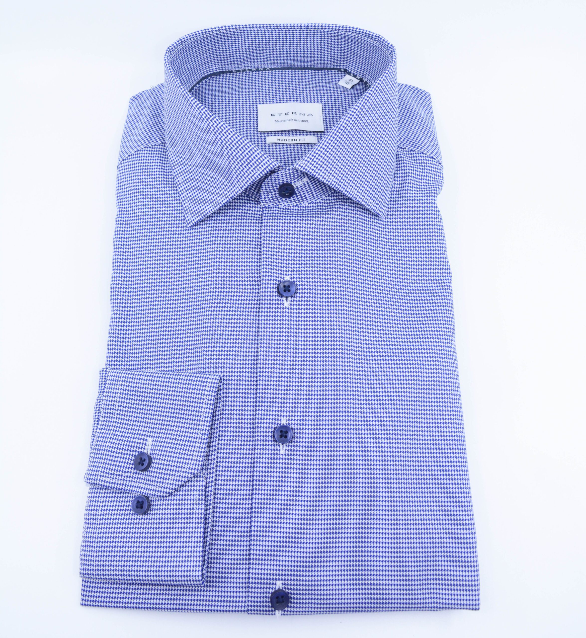 ETERNA HOUNDSTOOTH LONG SLEEVED SHIRT – MODERN FIT