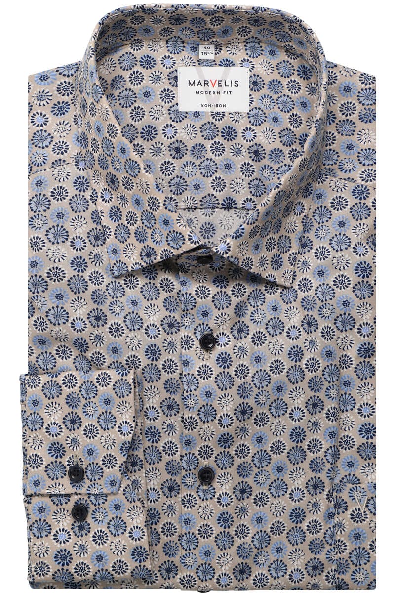 7220.21 MARVELIS FLORAL PRINT LONG SLEEVE SHIRT - BLUE