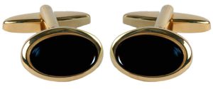 90-254 OVAL CUFFLINKS BLACK ONYX
