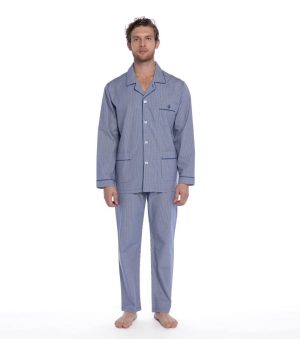 GUASCH PYJAMAS COTTON CHECK BLUE Cain of Heswall