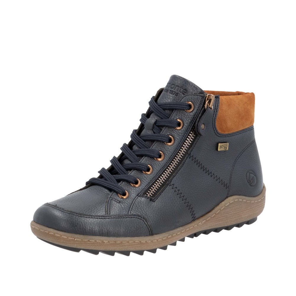 R1457.14 TEX LINED LACE AND ZIP HI-TOP - NAVY
