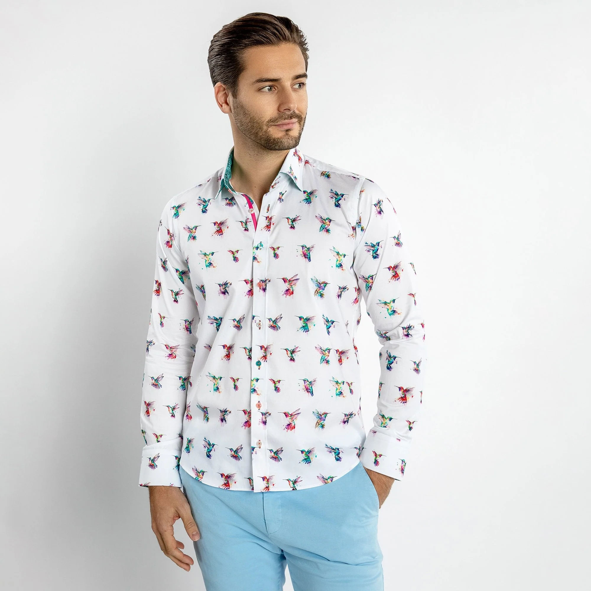CLAUDIO LUGLI LONG SLEEVE SHIRT - BIRD PRINT