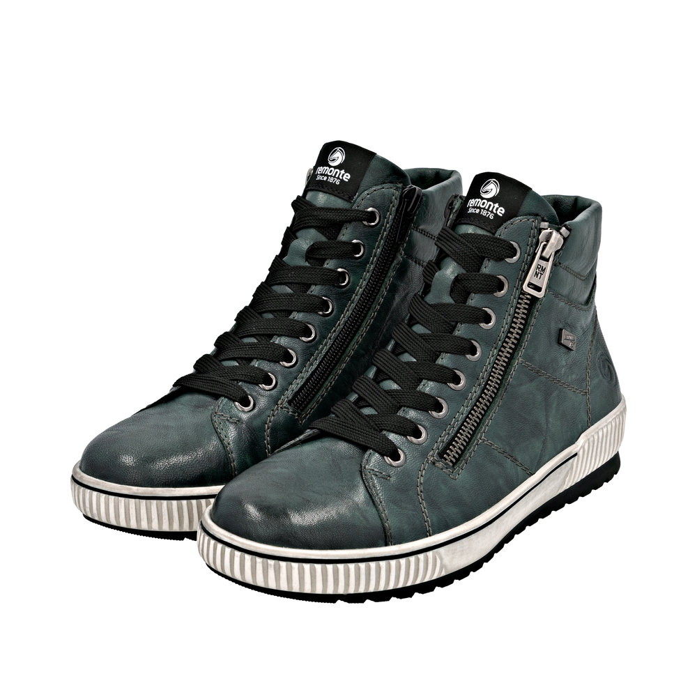 D0772.54 TEX LINED LACE AND ZIP HI-TOP - BLUE