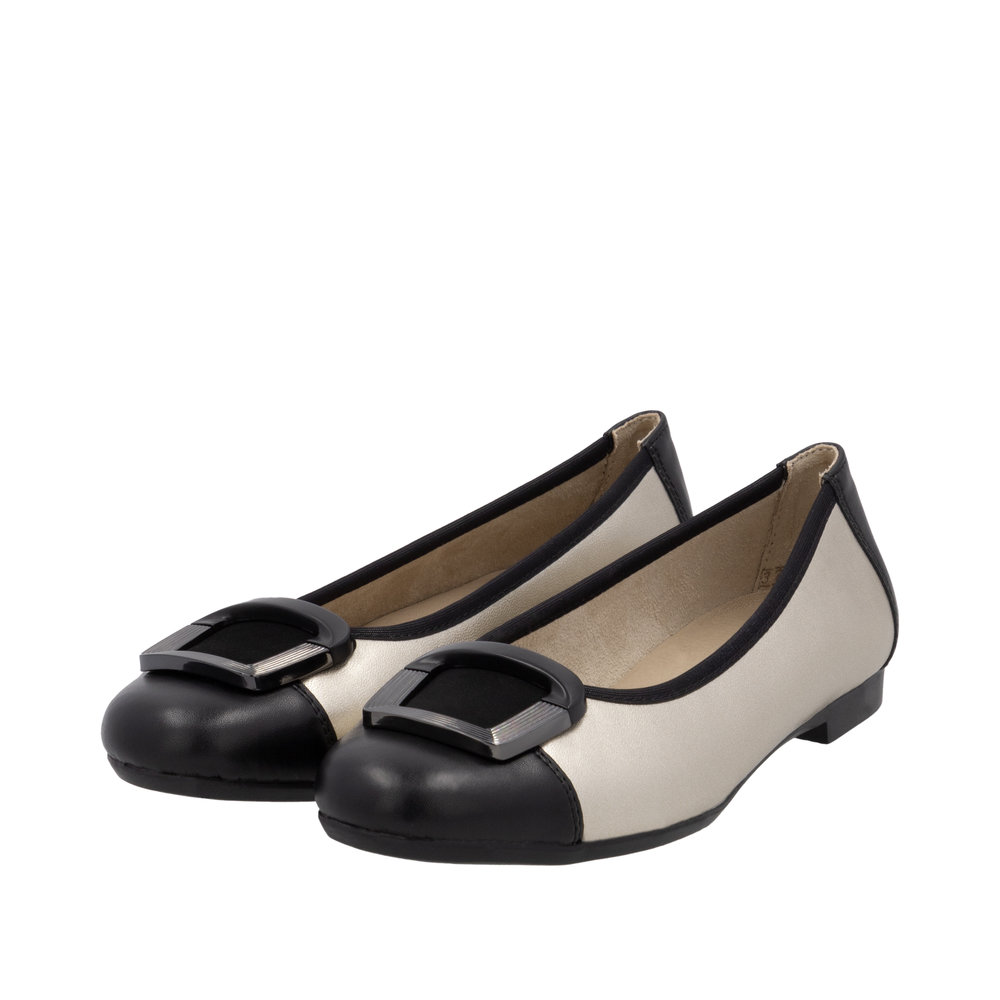 D0K12.90 LOW HEEL BUCKLE PUMP - BLACK & GOLD