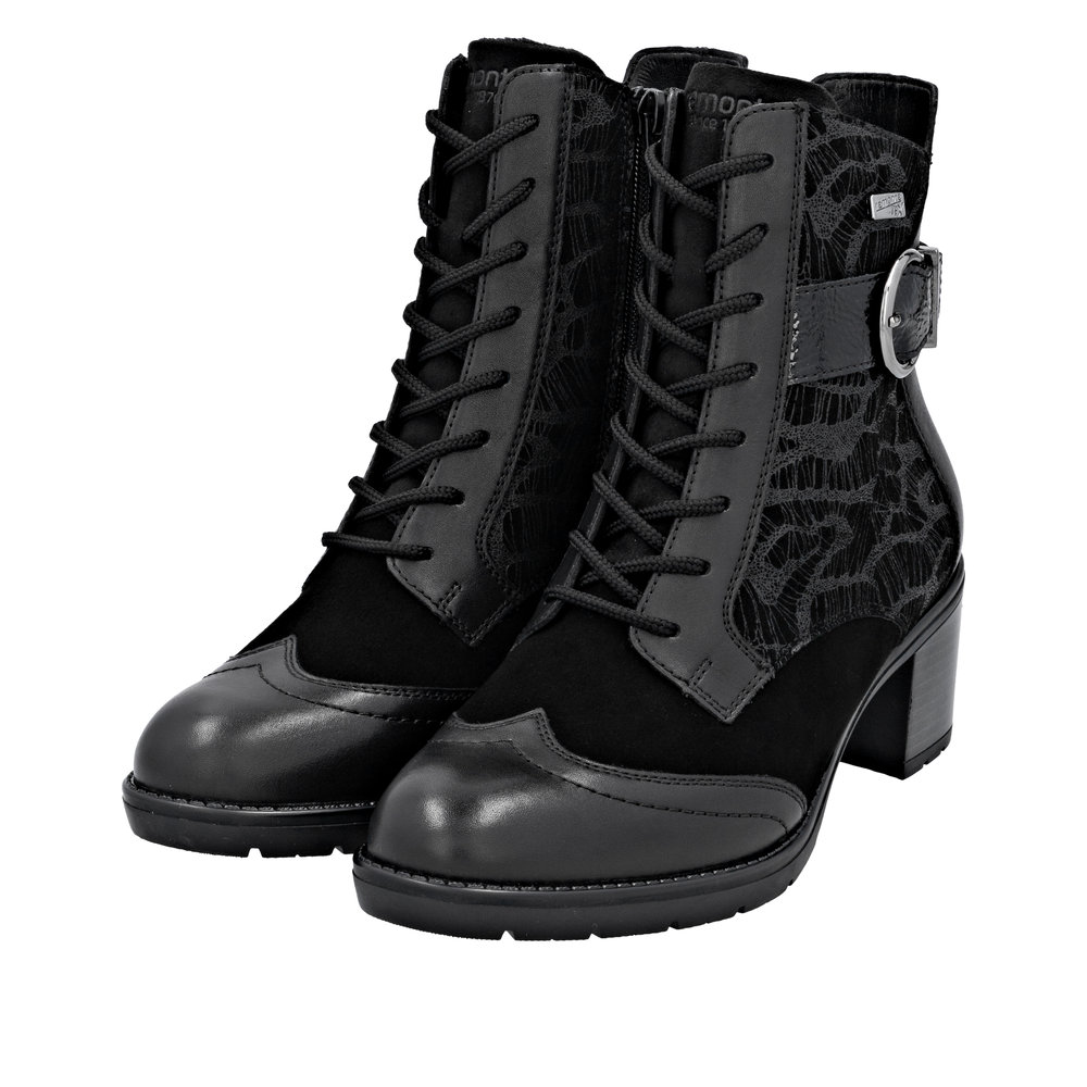 D2A77.02 LACE AND ZIP ANKLE BOOT - BLACK