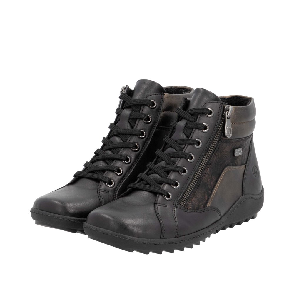 R1458.03 LACE AND ZIP HI TOP - BLACK