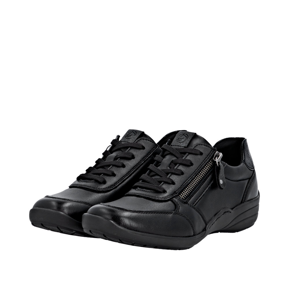 R7637 LACE AND ZIP SHOE - BLACK