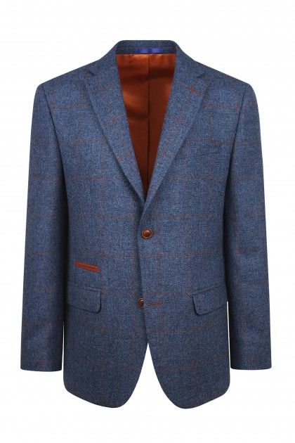 C54203.200 MAZZELLI SB CHECK TWEED JACKET - BLUE
