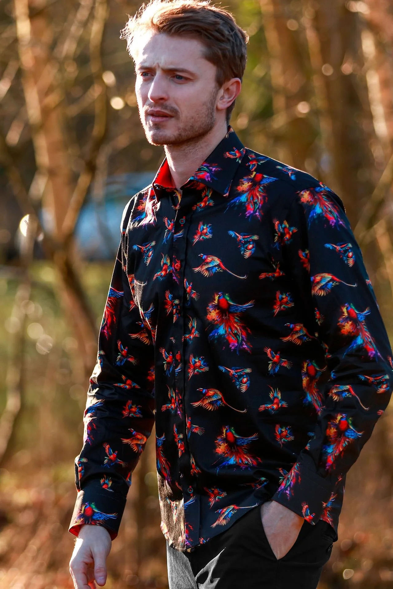 CLAUDIO LUGLI LONG SLEEVE SHIRT PHEASANT PRINT