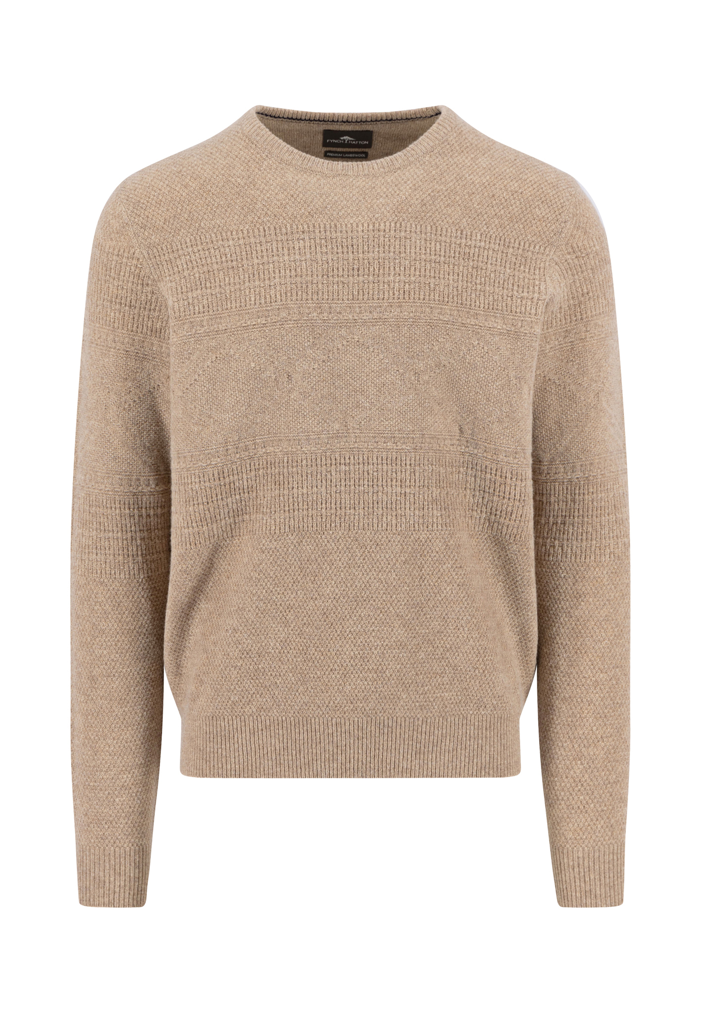 306.864 FYNCH HATTON STRUCTURE CREW NECK PULLOVER - BISCUIT