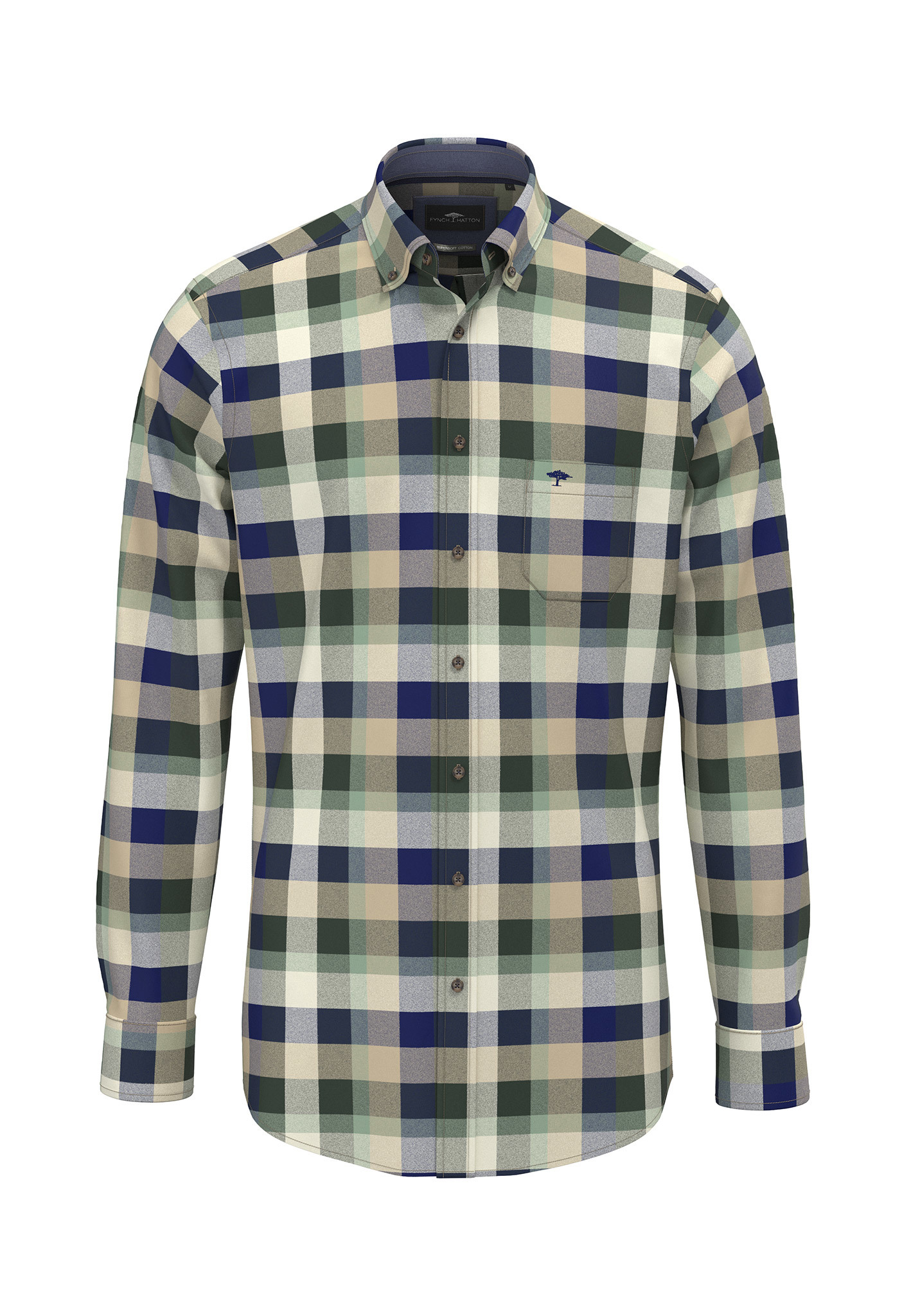 8070.737 FYNCH HATTON LONG SLEEVE CHECK BD - NAVY