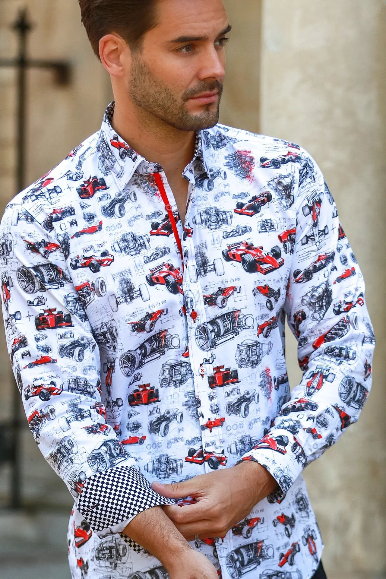 CLAUDIO LUGLI LONG SLEEVE SHIRT LEWIS RACING CAR PRINT
