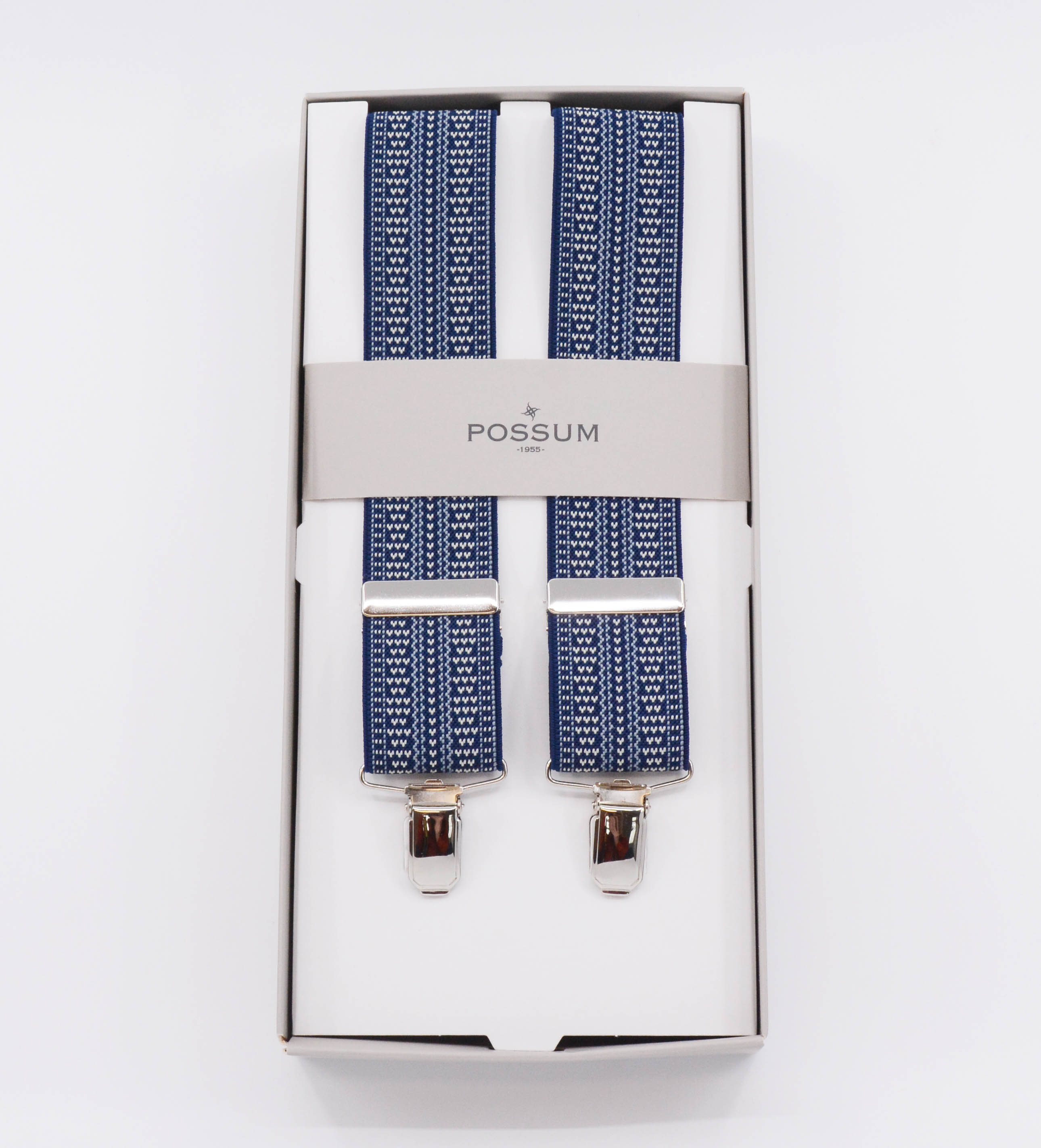WOVEN FAIRISLE DESIGN 4CLIP BRACES - NAVY