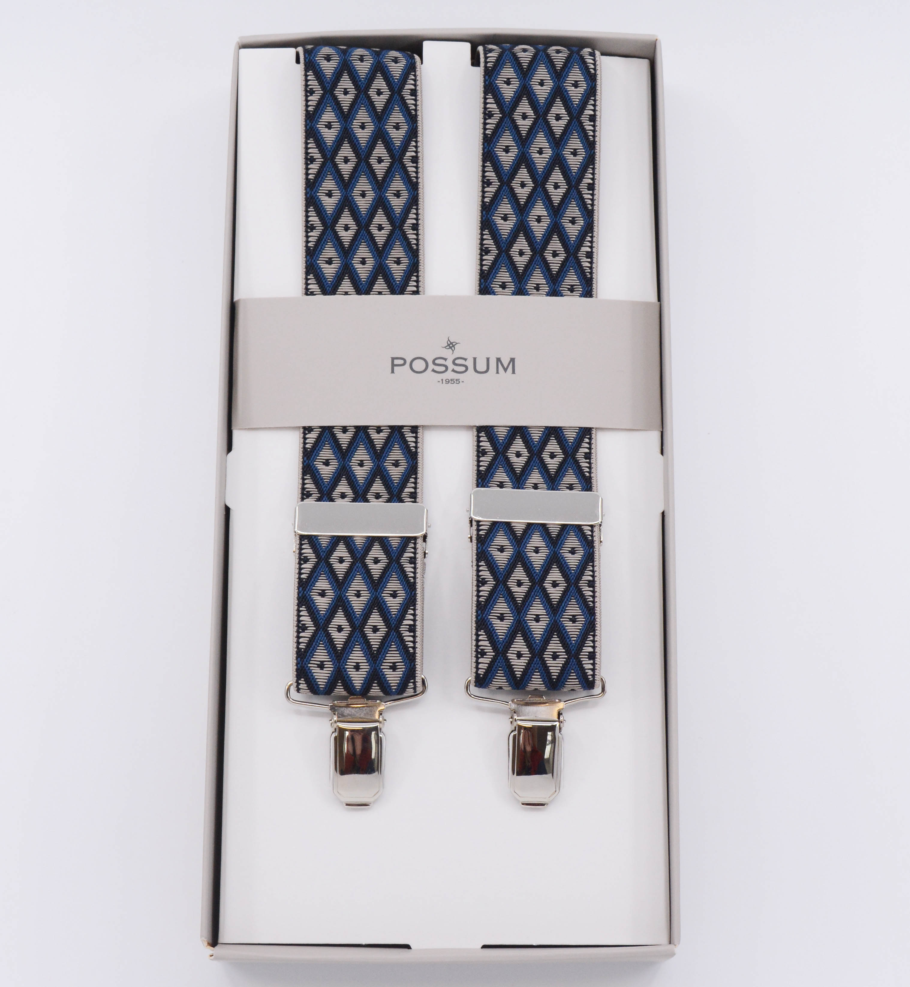WOVEN DIAMOND 4CLIP BRACES - BLUE