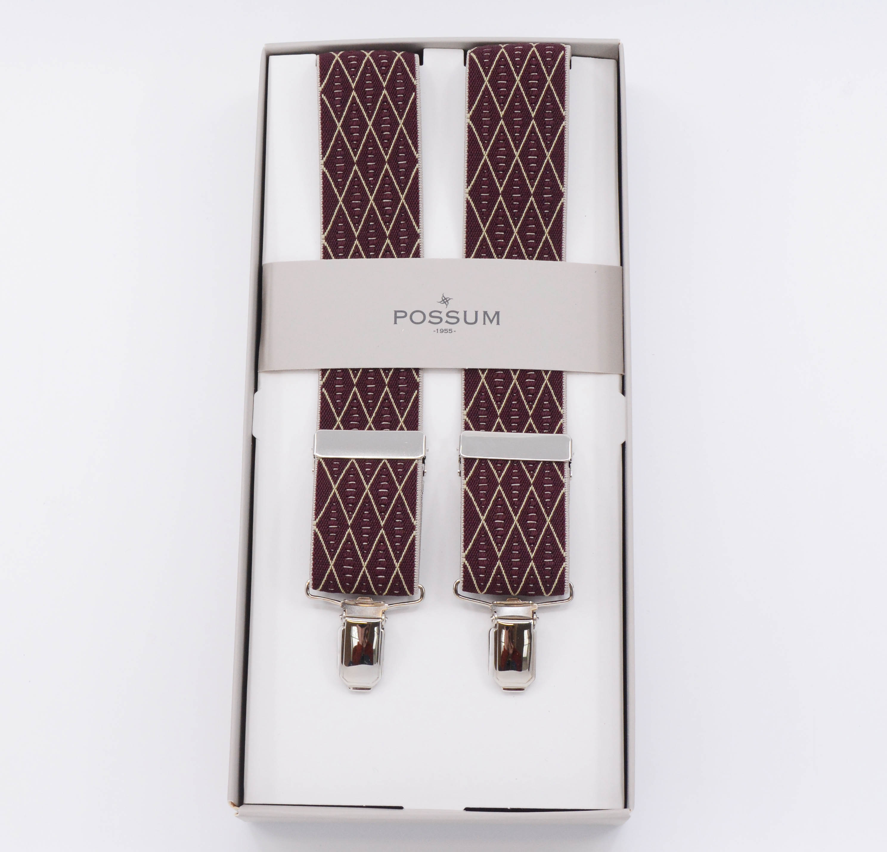 DIAMOND DESIGN 4CLIP BRACES - BURGUNDY
