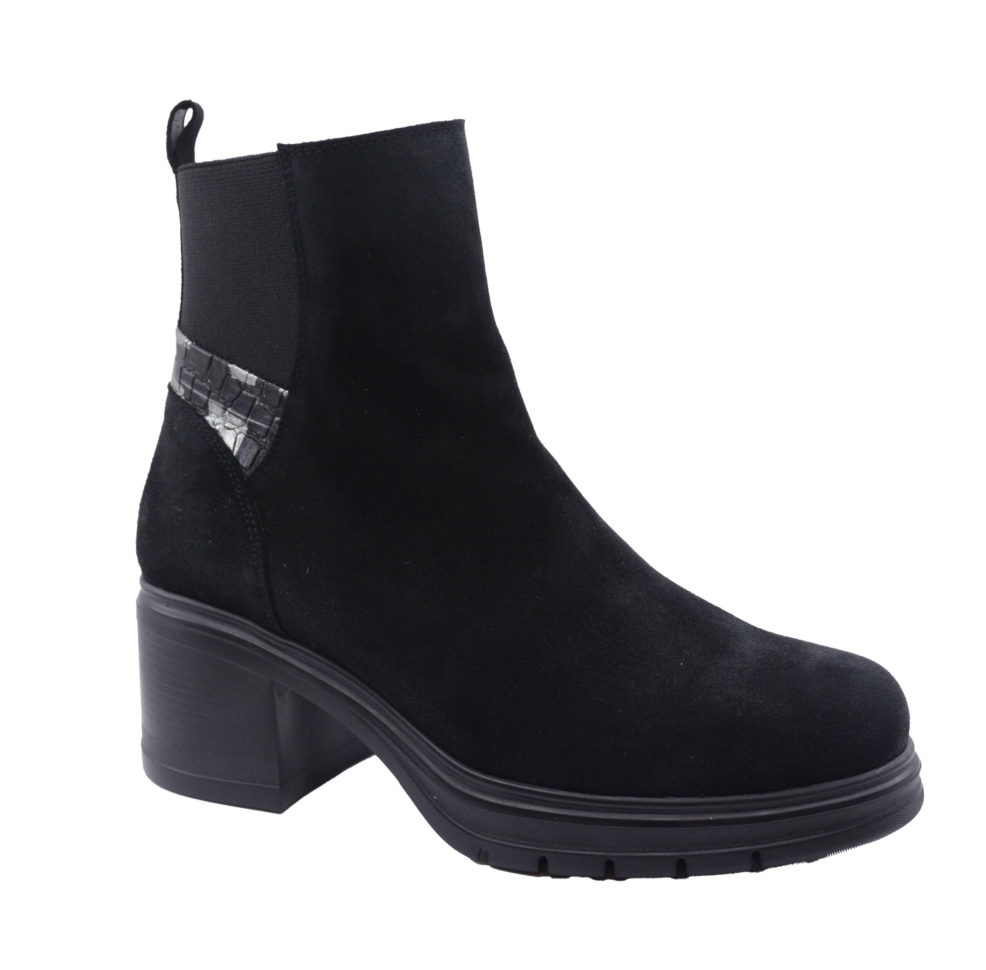 MABEL BLOCK HEEL ANKLE BOOT - BLACK