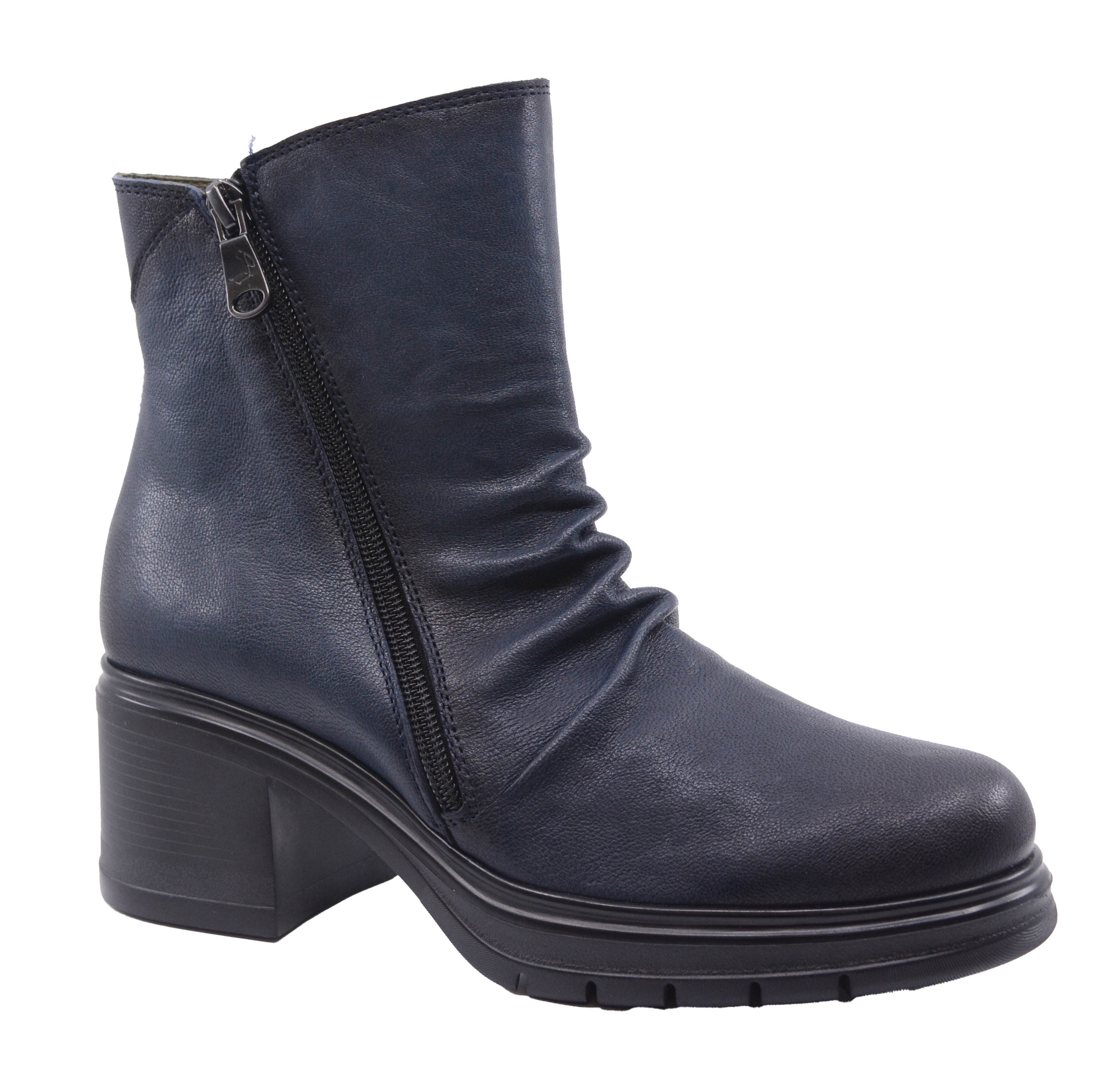 MABEL BLOCK HEEL ANKLE BOOT - NAVY