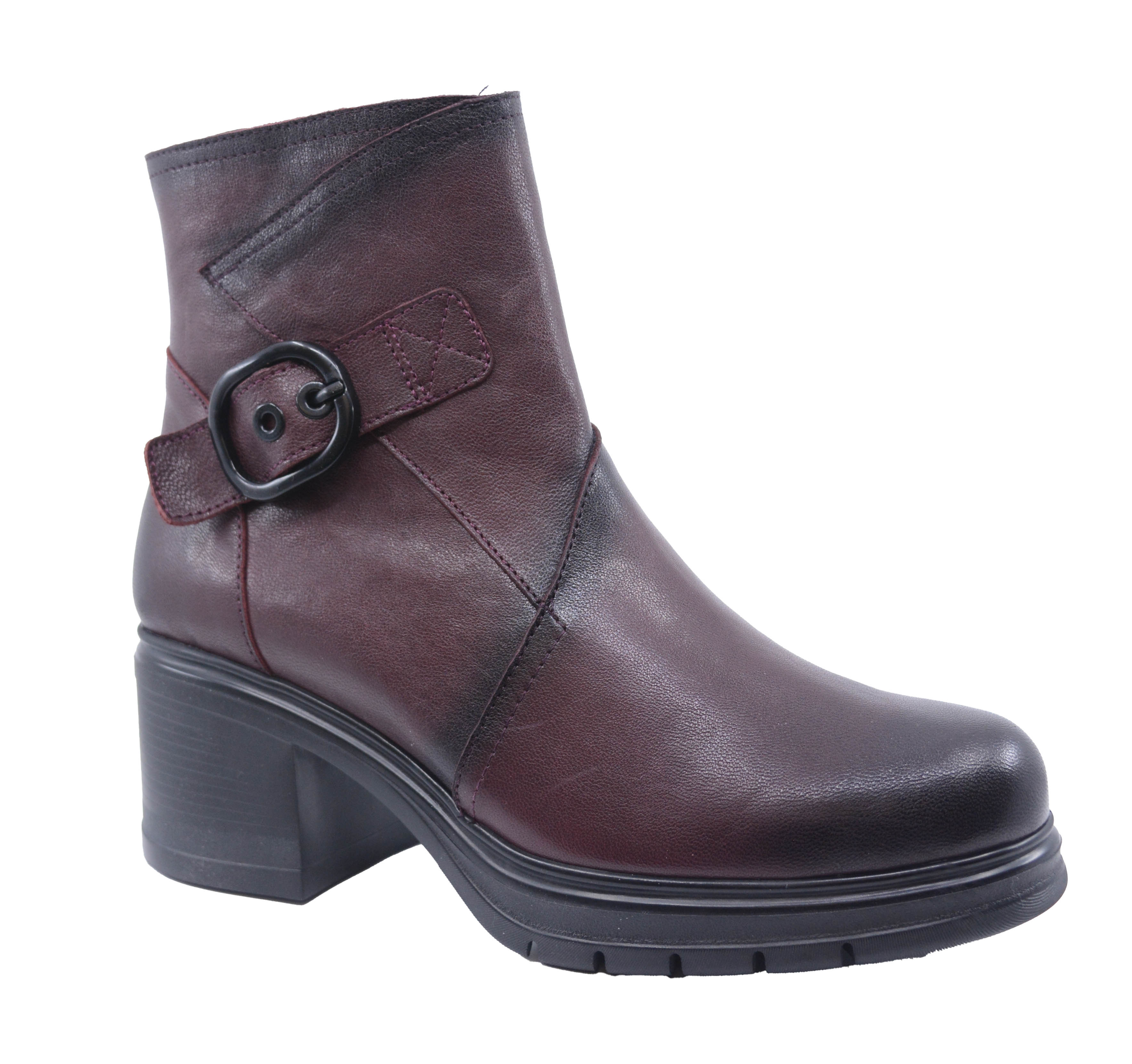 MABEL BLOCK HEEL ANKLE BOOT - BORDEAUX
