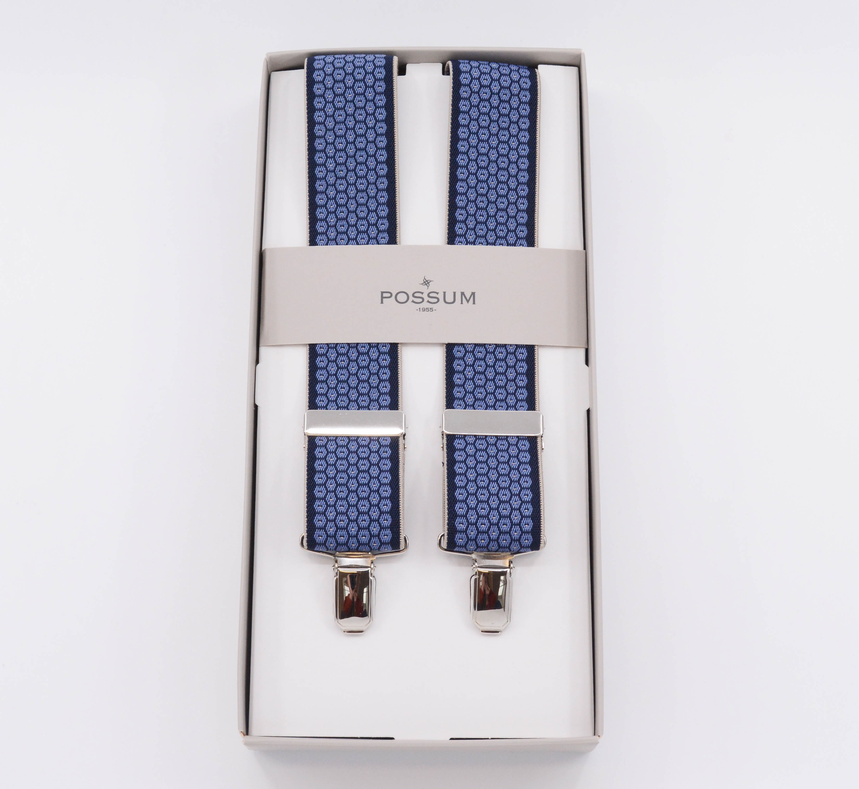 WOVEN HEXAGON 4CLIP BRACES - NAVY