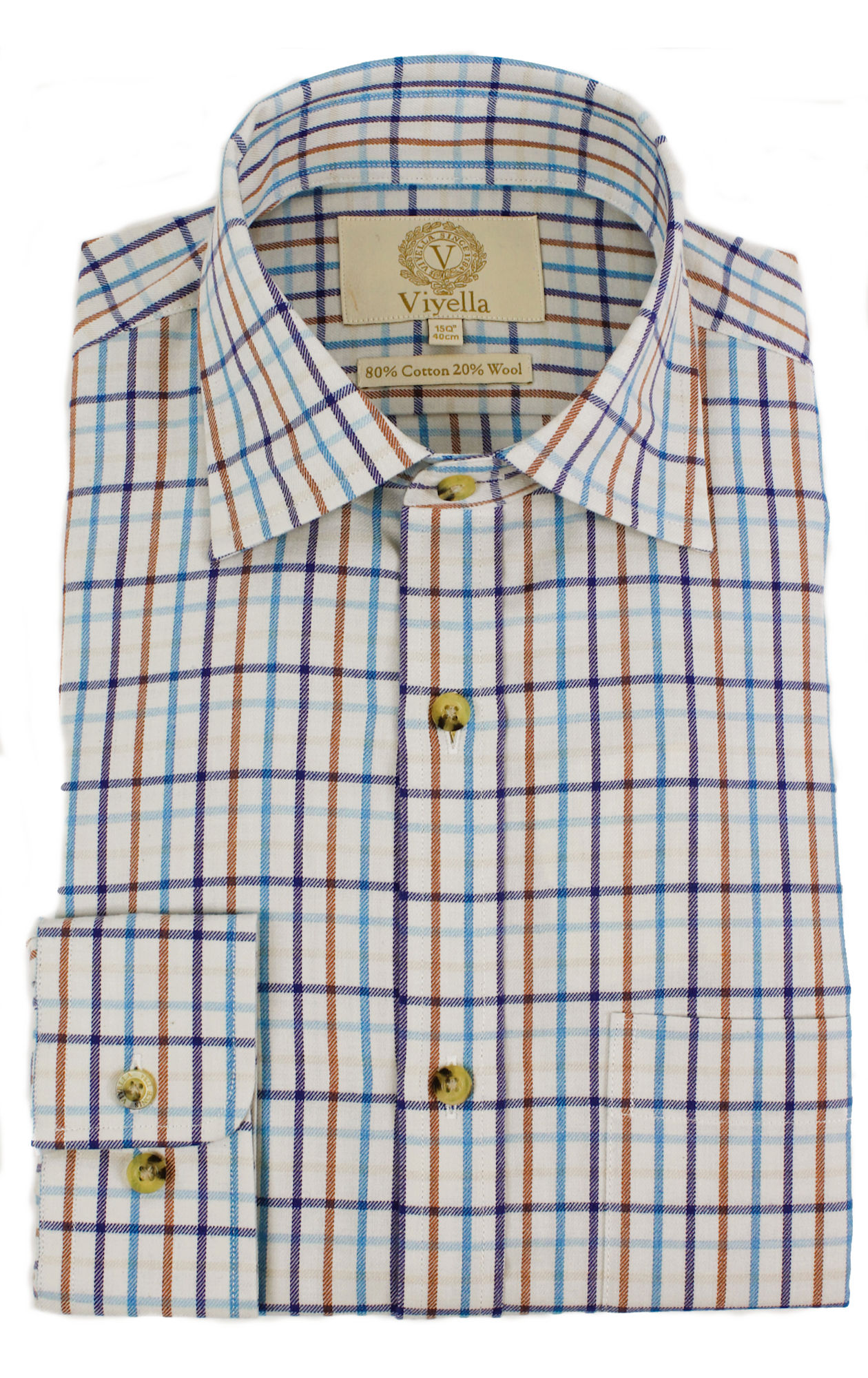VIYELLA CHECK LONG SLEEVE SHIRT - BLUE