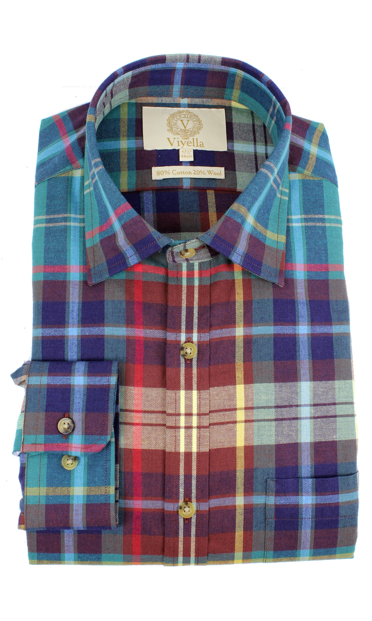 VIYELLA PLAID LONG SLEEVE SHIRT - CHOCOLATE