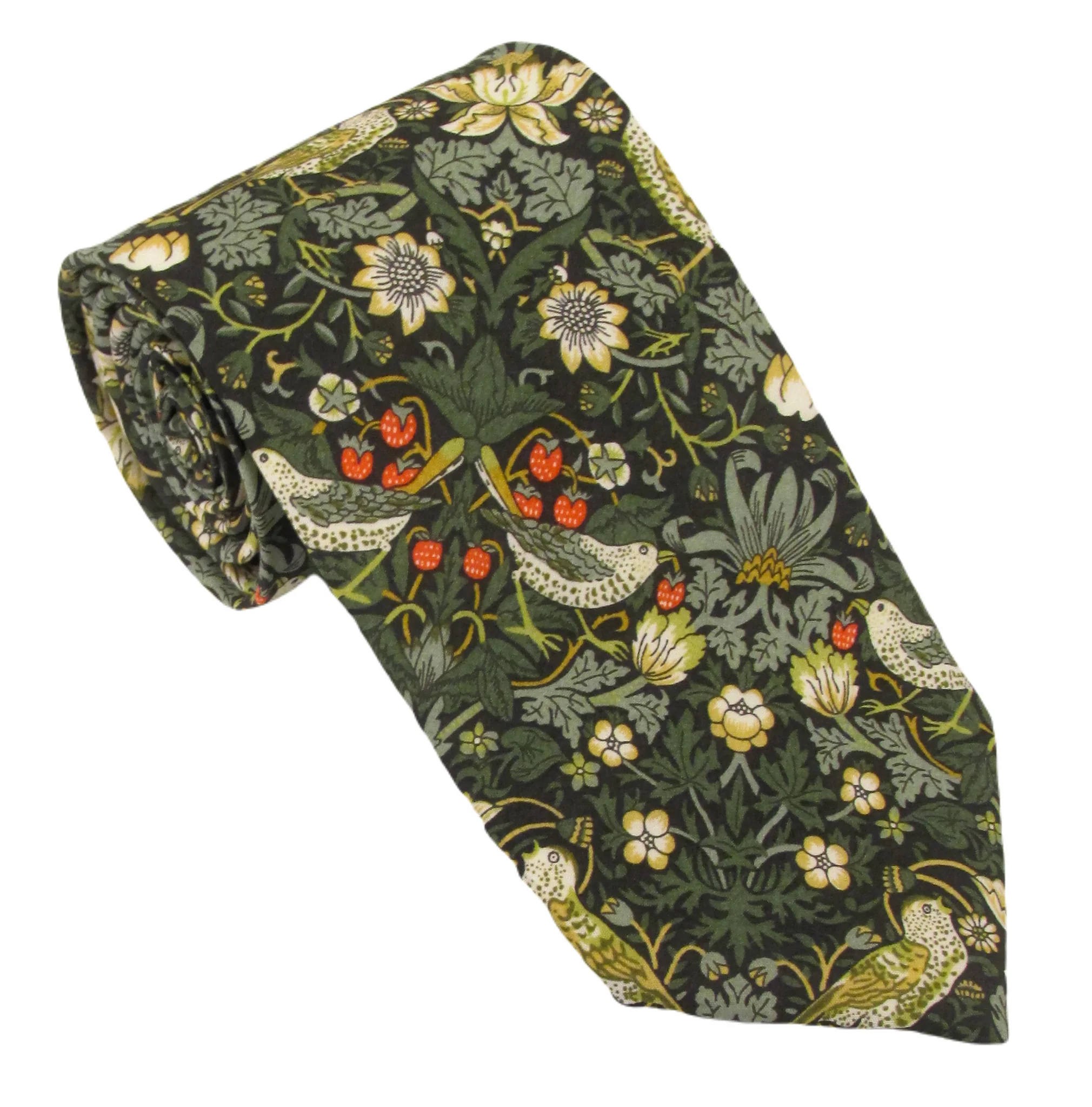 VAN BUCK LIBERTY TIE STRAWBERRY THIEF - FOREST GREEN