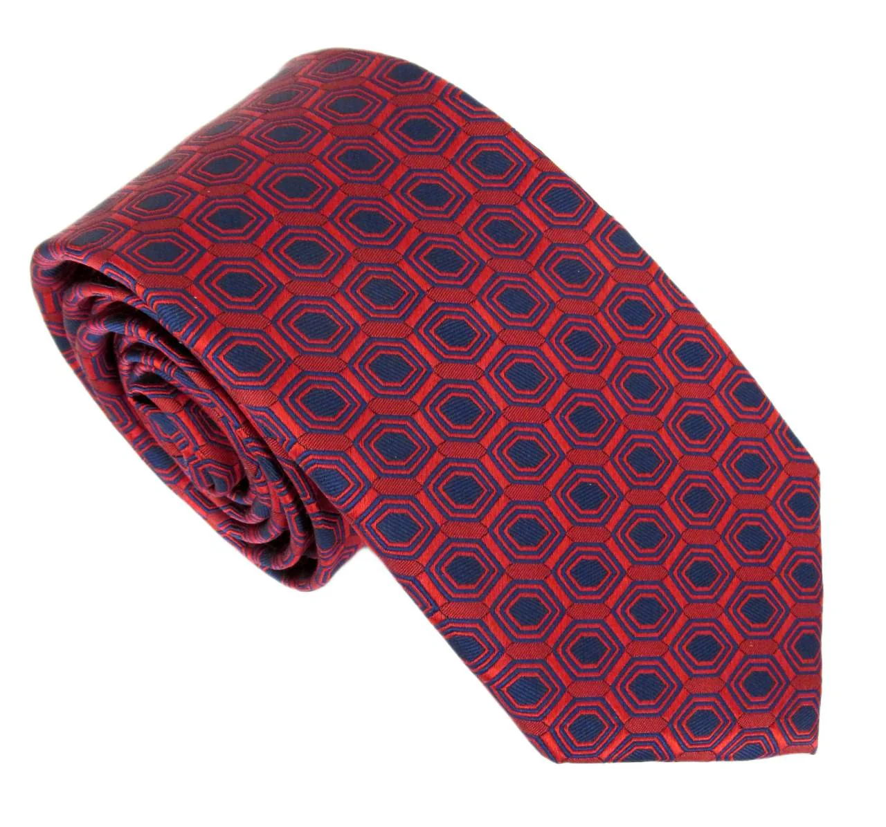 VAN BUCK HEXAGON SILK TIE - NAVY