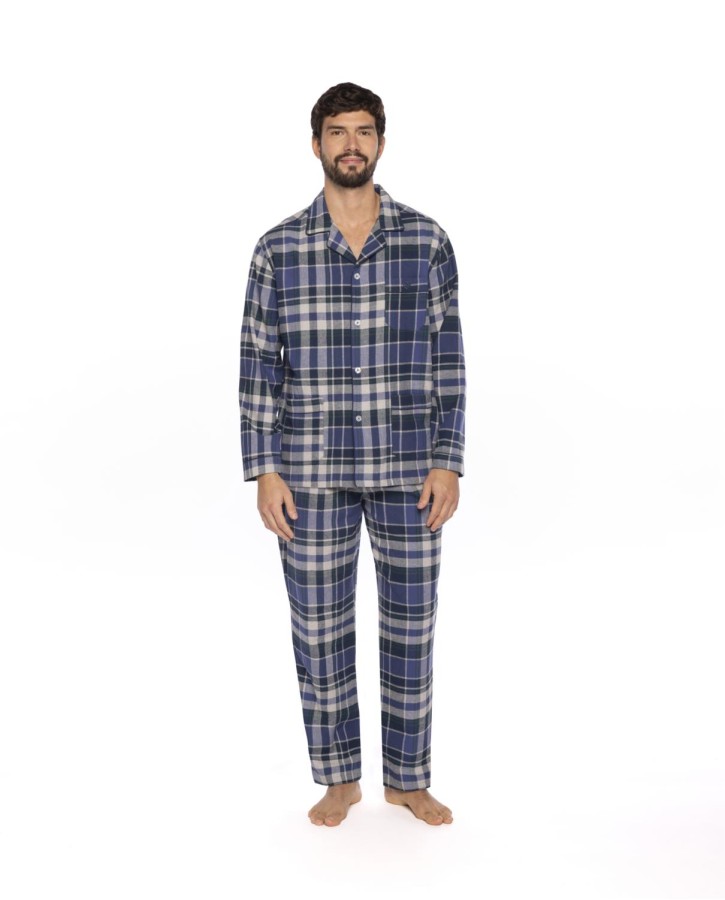 GUASCH WINTER COTTON CHECK PYJAMAS - BLUE