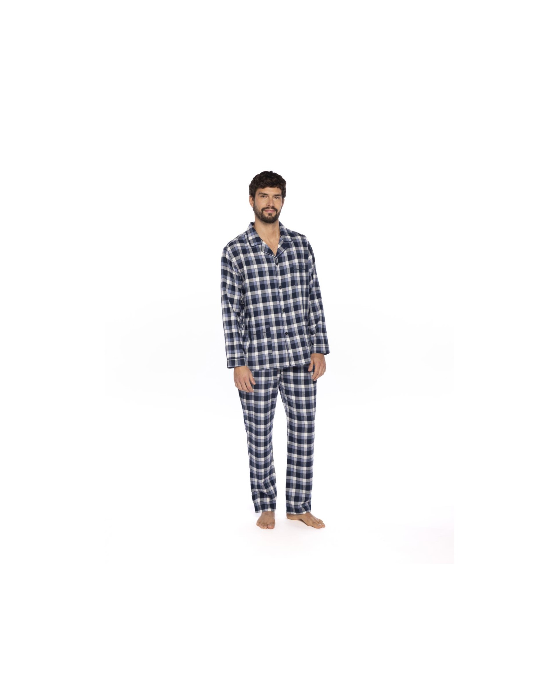 GUASCH PYJAMAS COTTON WOVEN CHECK - BLUE
