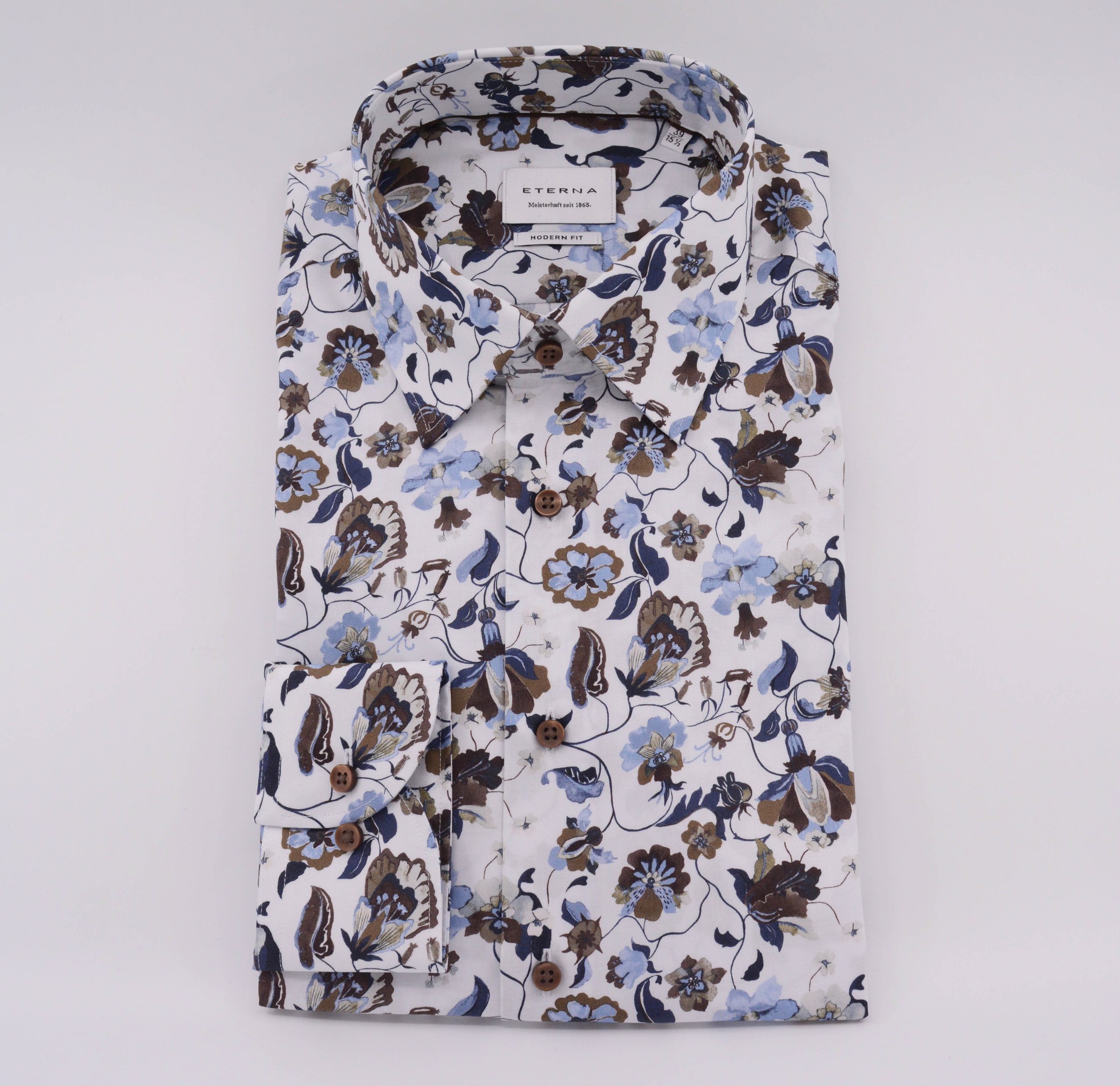 ETERNA LONG SLEEVED SHIRT MODERN FIT FLORAL PRINT